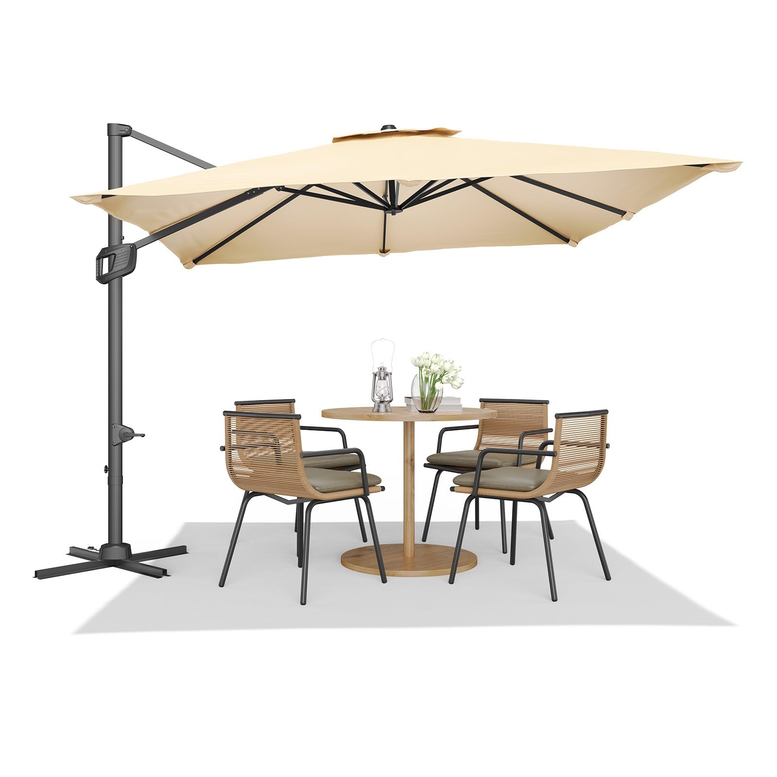garvee cantilever patio umbrella 10x10 ft large rectangle umbrella outdoor market umbrellas 360 rotation offset hanging outdoor shade for patio