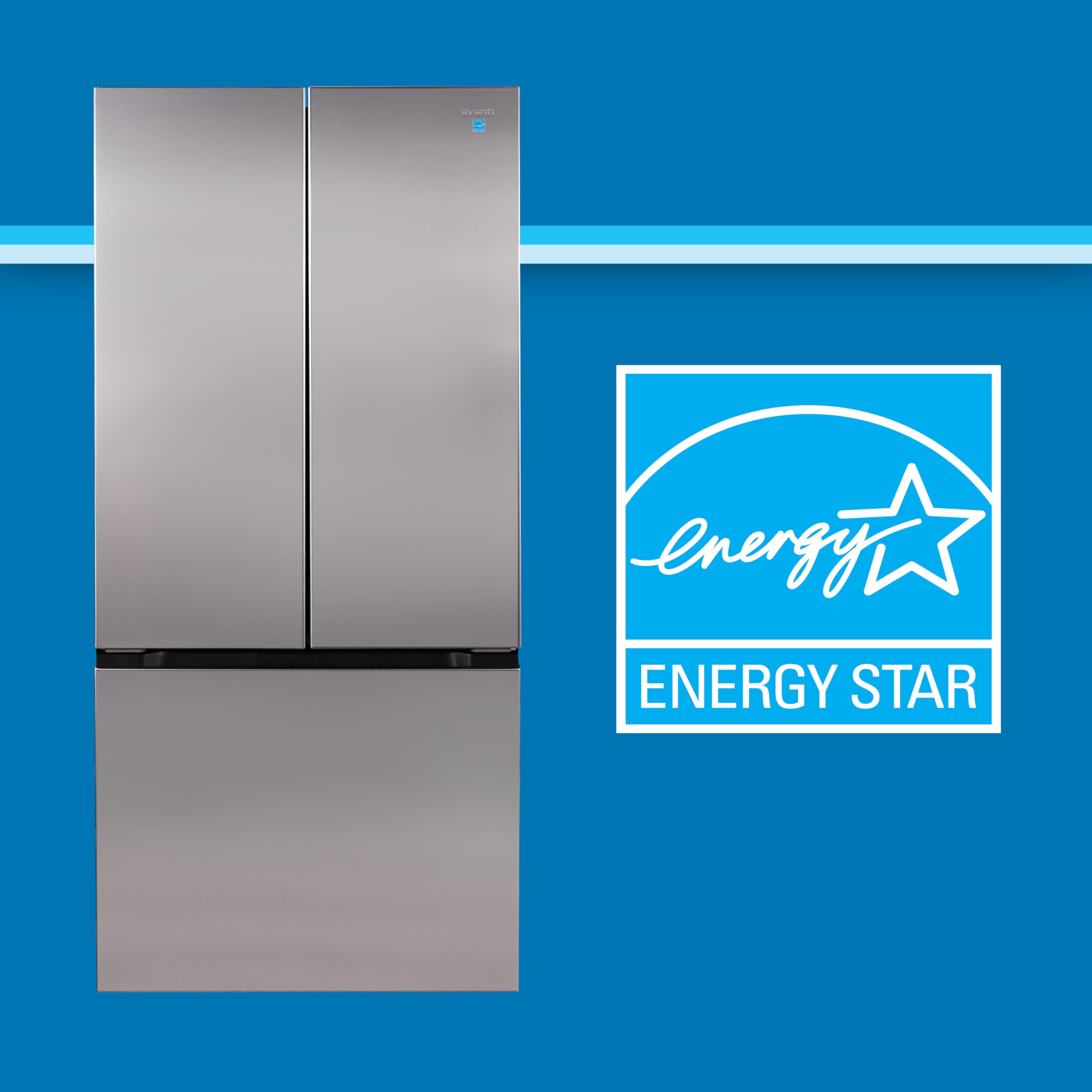 Avanti Refrigerator Freestanding French Door Design Fridge With 6.3 Cu.Ft. Freezer Capacity, Adjustable Electronic Control And Frost Free Defrost, 18.0 Cu.Ft., Stainless Steel on Fridge.com - View 3