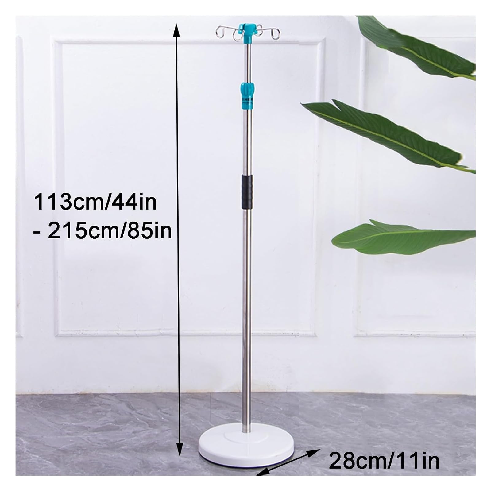Tropfenhalter, rollender Tropfenhalter, medizinischer Rohrhalter, Tropfenstütze mit 4 Haken für Krankenhaus, Klinik, Rollstühle, Betten, häusliche Pflege (Blau 1)
