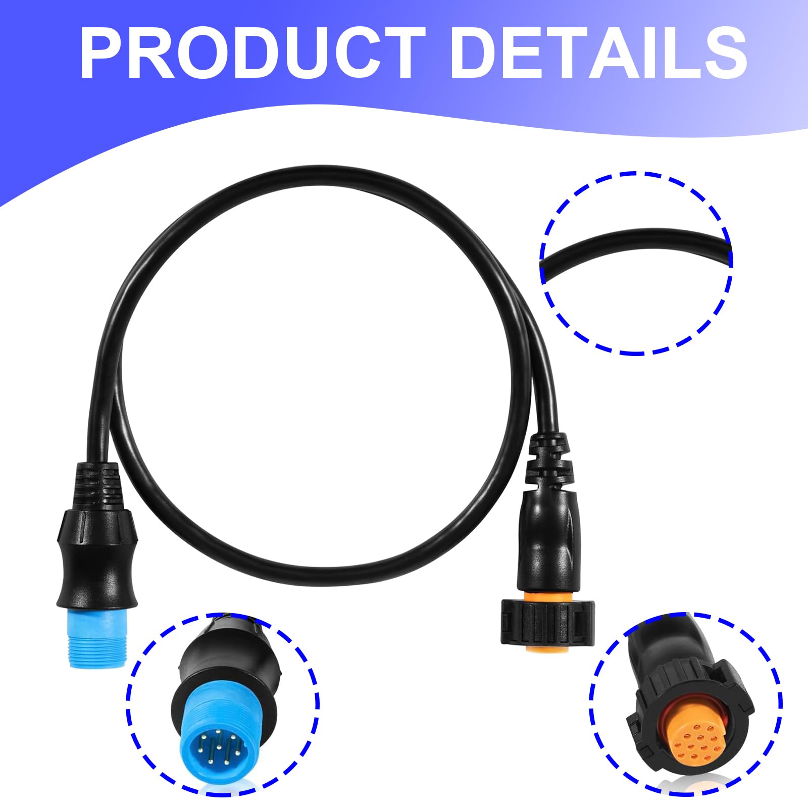 YMT Adaptateur 0101212210, transducteur 8 broches vers sondeur 12 broches pour Garmin AIRMAR, ECHOMAP Chrip, ECHOMAP UHD/Ultra, pour transducteur Striker et Fish Finder