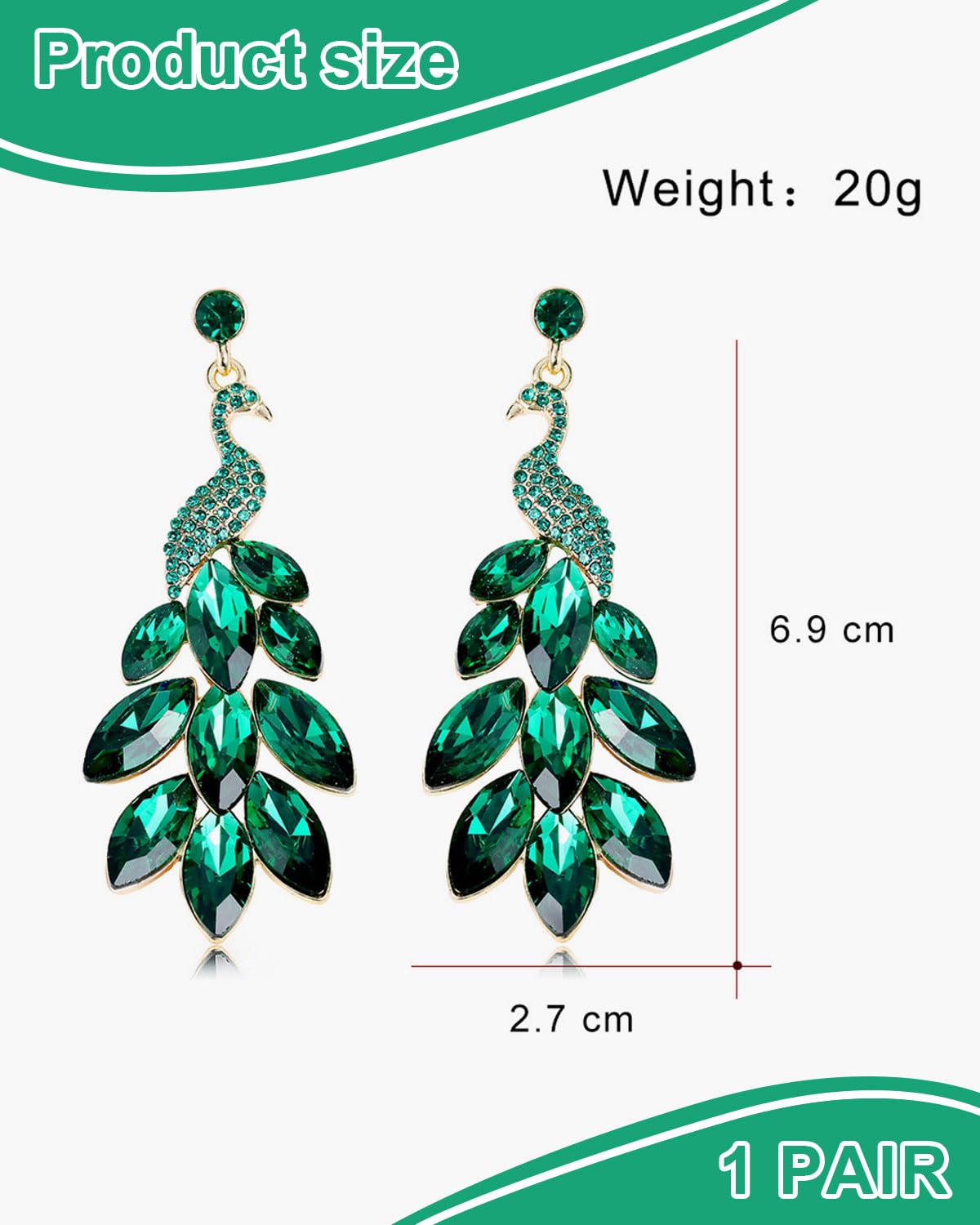 1 pieza de pendientes de borla para mujer, pendientes de pavo real, cristales austriacos, estilo boho, perlas en cascada, borlas, pendientes colgantes