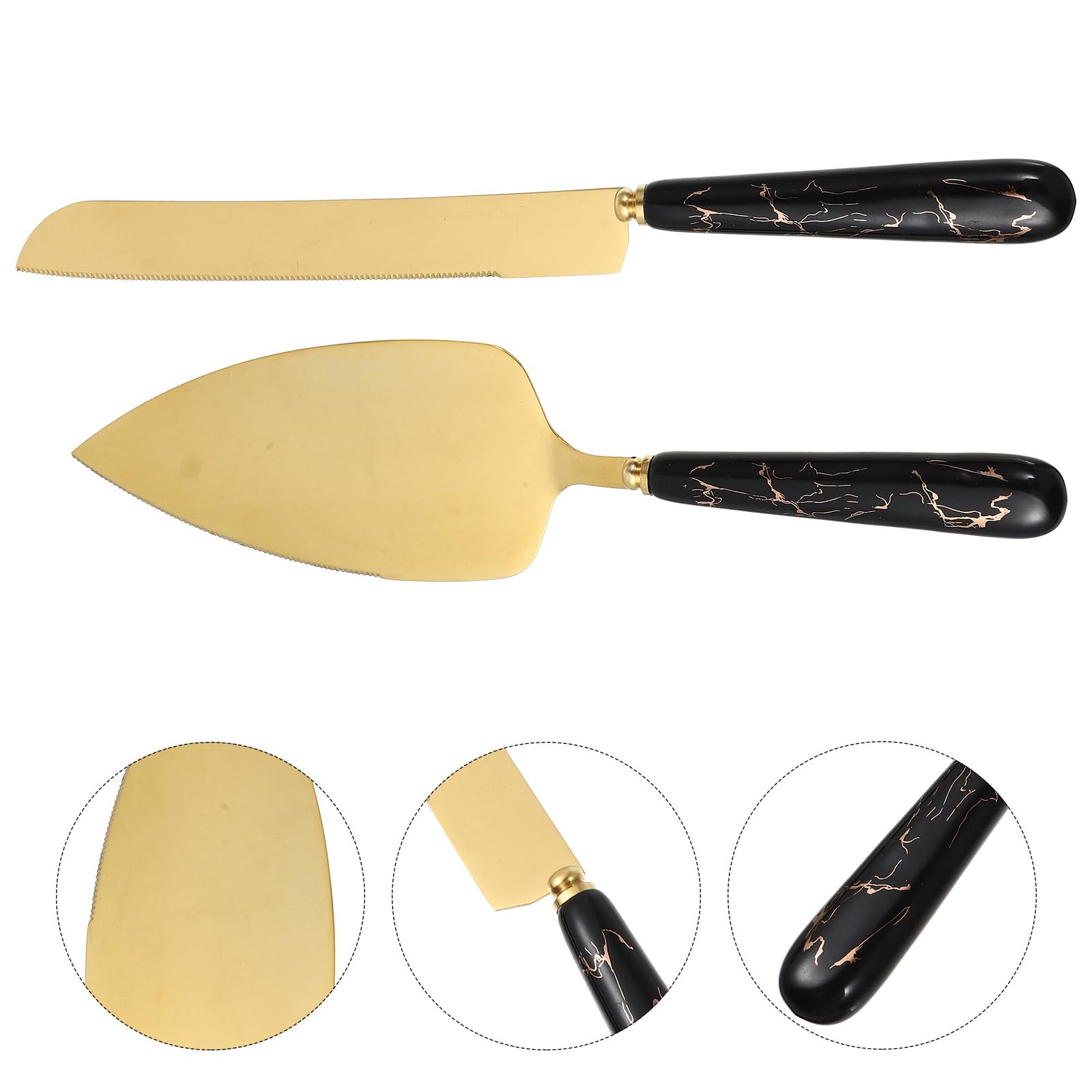 HOMSFOU Ensemble 2 Pièces Pelle à Gâteau et Couteau Coupe-tarte en Acier Inoxydable Manche Antidérapant, Ustensiles Cuisine pour Pâtisserie Cuisine