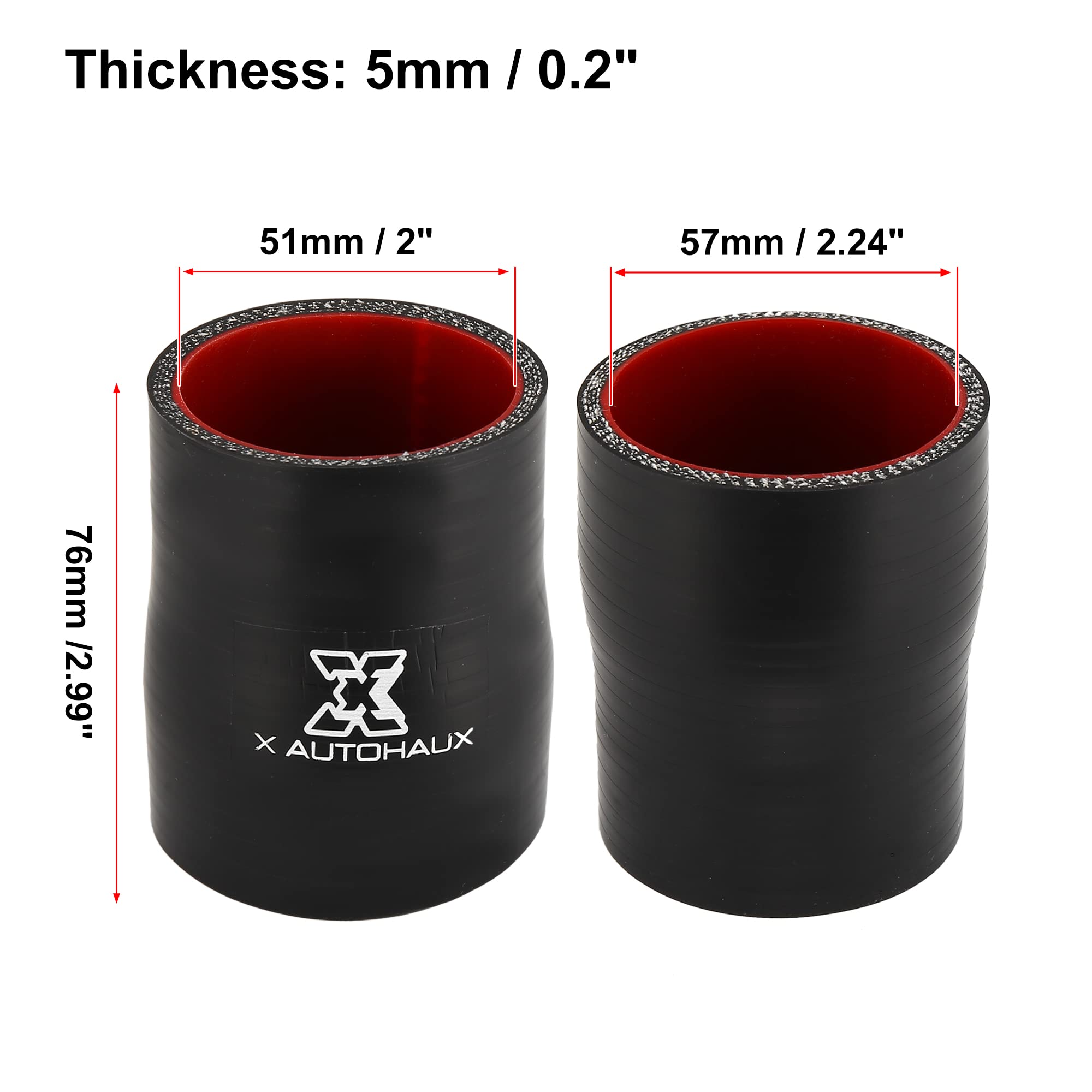 Tuyau Droit En Silicone Pour Intercooler Voiture - Diamètre 41-50mm, Longueur 76mm, Temp. -60°C à +300°C