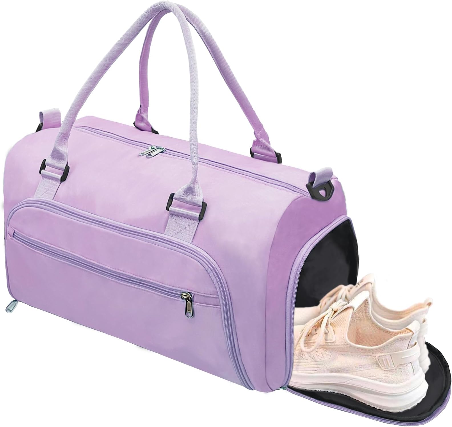 Small Gym Bag for Men & Women with Shoes & Wet Compartment Waterproof Duffle Bag for Travel Sports Workout Overnight Weekender (17.7'',Purple)
