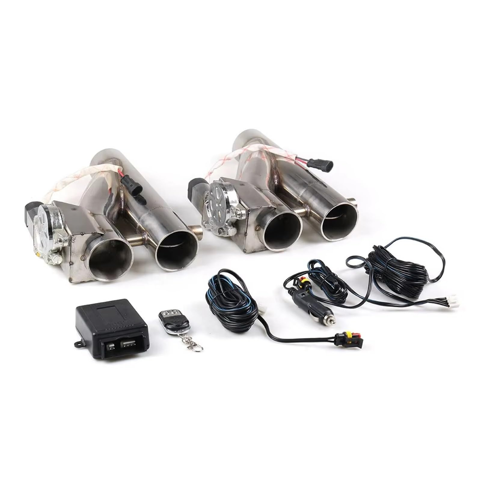Endrohrblende 2,25'' 2,5" 3" Doppelter Elektrischer Auspuffausschnittsatz Y-Rohr-Auspuffsteuerventil Mit Doppelventilsystem 1 Drag 2 Fernbedienung Auspuffrohr(2.5INCH)