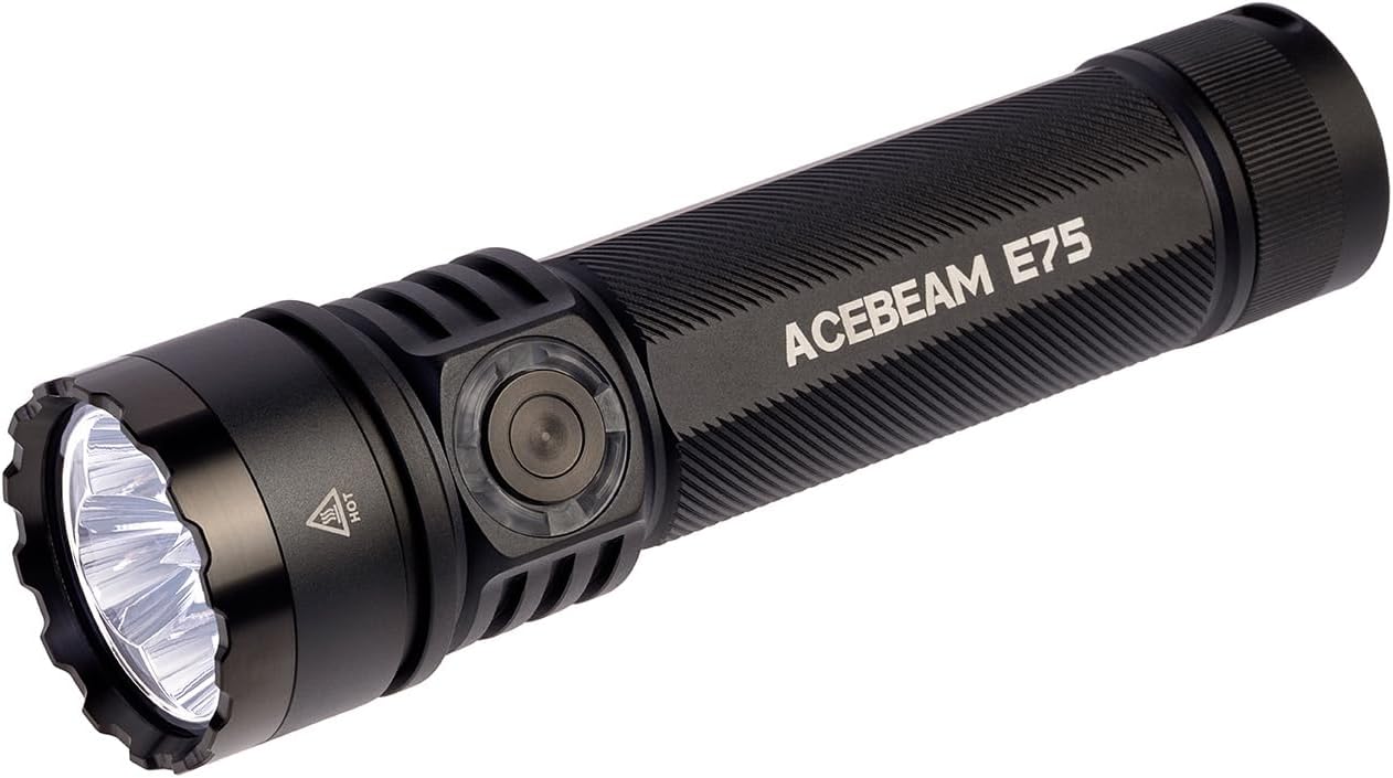 ACEBEAM E75 4500 High Lumens Flashlight with Magnetic Base, Super Bright LED Flashlight Rechargeable, IPX8 Water-Resistant EDC Flash Light, 26 Days Super Long Lasting for Camping,Everyday Use Black Cool White