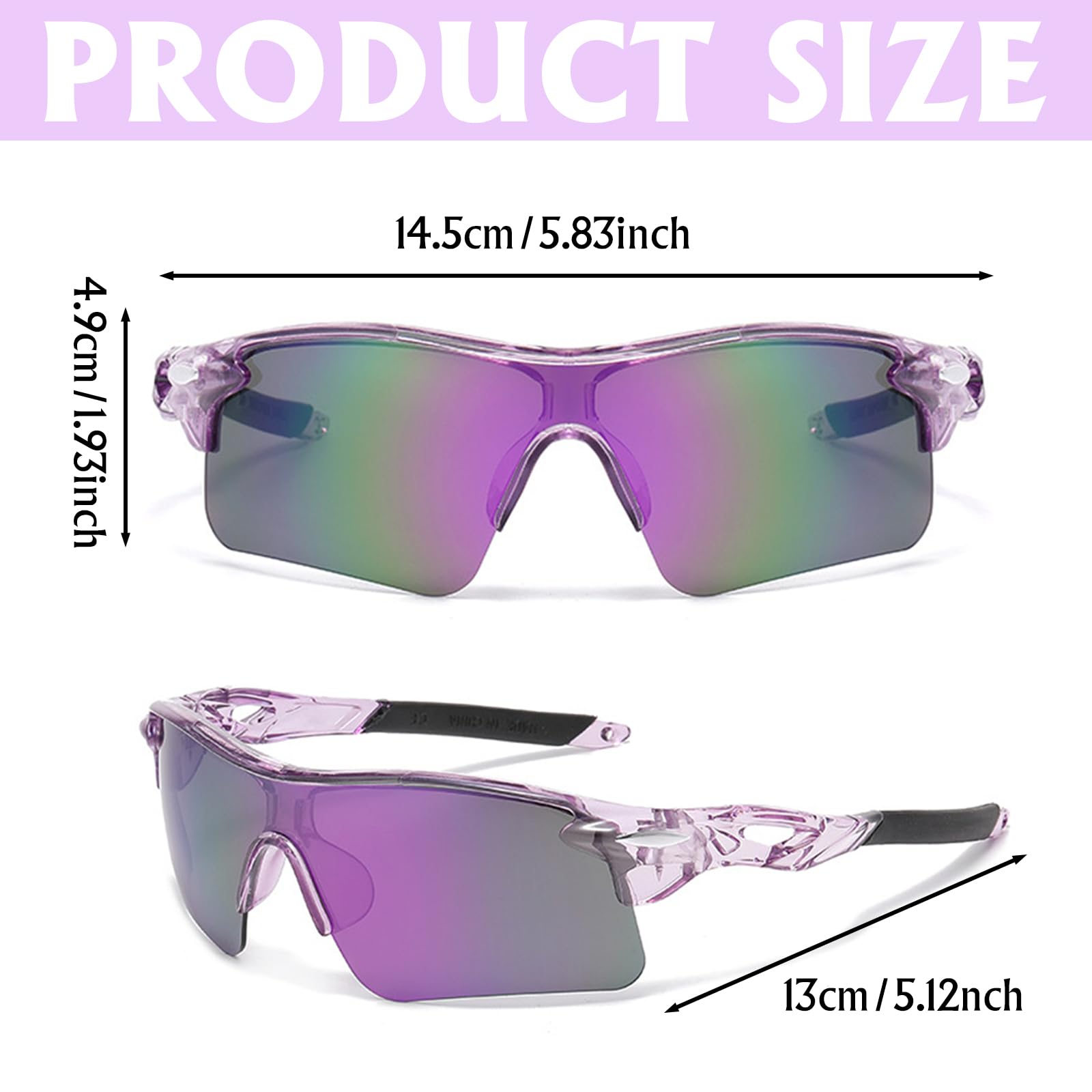 2 PCS Occhiali Ciclismo, Occhiali da Sole da Uomo Donna, Occhiali Sportivi Protezione UV Antivento Polarized Sunglasses Uomo per Attività All'aria Aperta Corsa Mountain Ciclismo, con 2 Cordino