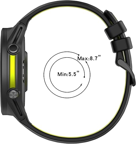 MOTONG Compatible with Garmin Garmin Forerunner 970 Replacement Band - 22mm Repalcement Silicone Wrist Watch Strap Band Compatible with Garmin Forerunner 970/570 47mm(Black + Grey)