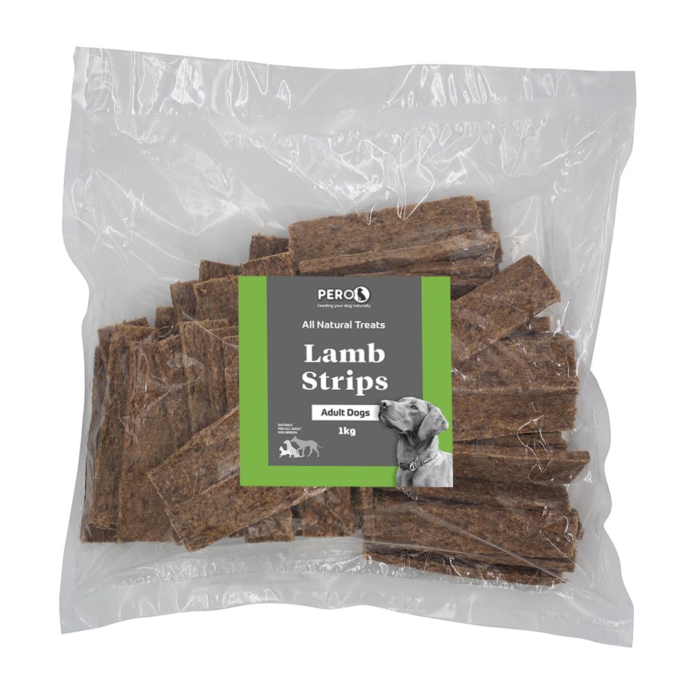 Pero Natural Dog Treats – Lamb Strips – 100% Lamb, High Protein, Grain Free, Natural Chew – 1kg Pack