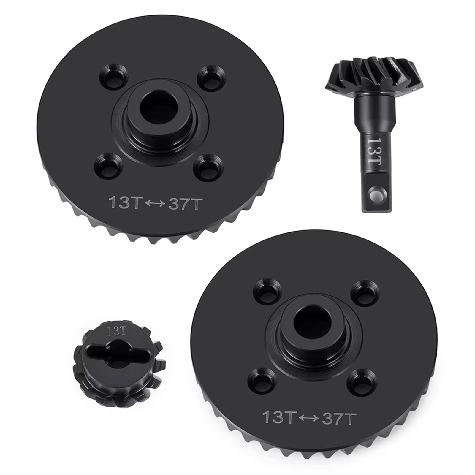 Compatible con Maxx para Slash 4X4 1/8 Coche Trepador De Control Remoto, Accesorios De Actualización, Engranaje Diferencial Delantero Trasero De Acero Y Piñón 13T 37T RC Reparar Piezas