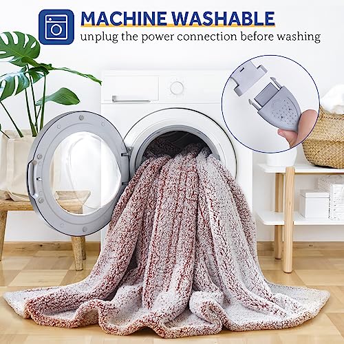 Sealy Electric Blanket Heated Throw 50"x60" Soft Double Sherpa Super Cozy with 6 Fast Heating Levels & 2-10 Hours Auto-Off, Over-Heat Protection, Machine Washable, Rust Red