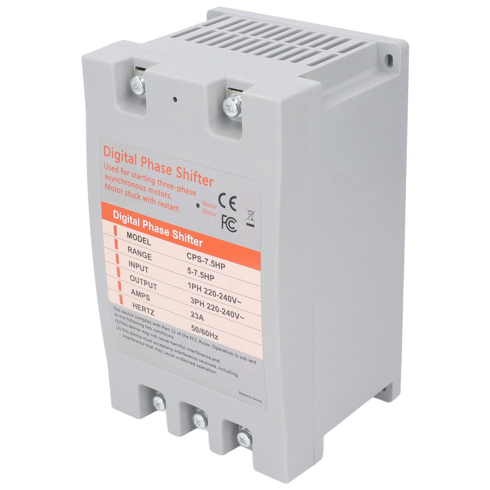 Convertidor Monofásico A Trifásico, 220-240 VCA 23 A Estructura ABS Convertidor de Fase Digital Compacto de 3,7 Kw-5,5 Kw para Maquinaria de Garaje o Carpintería