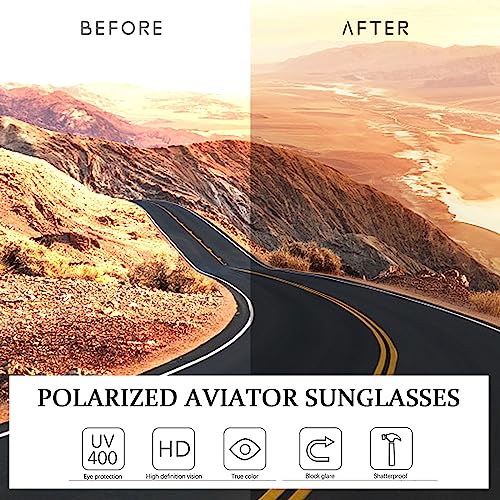 VIA LEECA Oversized Polarized Aviator Sunglasses for Men Women, Large Metal Sun Glasses for Beach Driving Fishing3