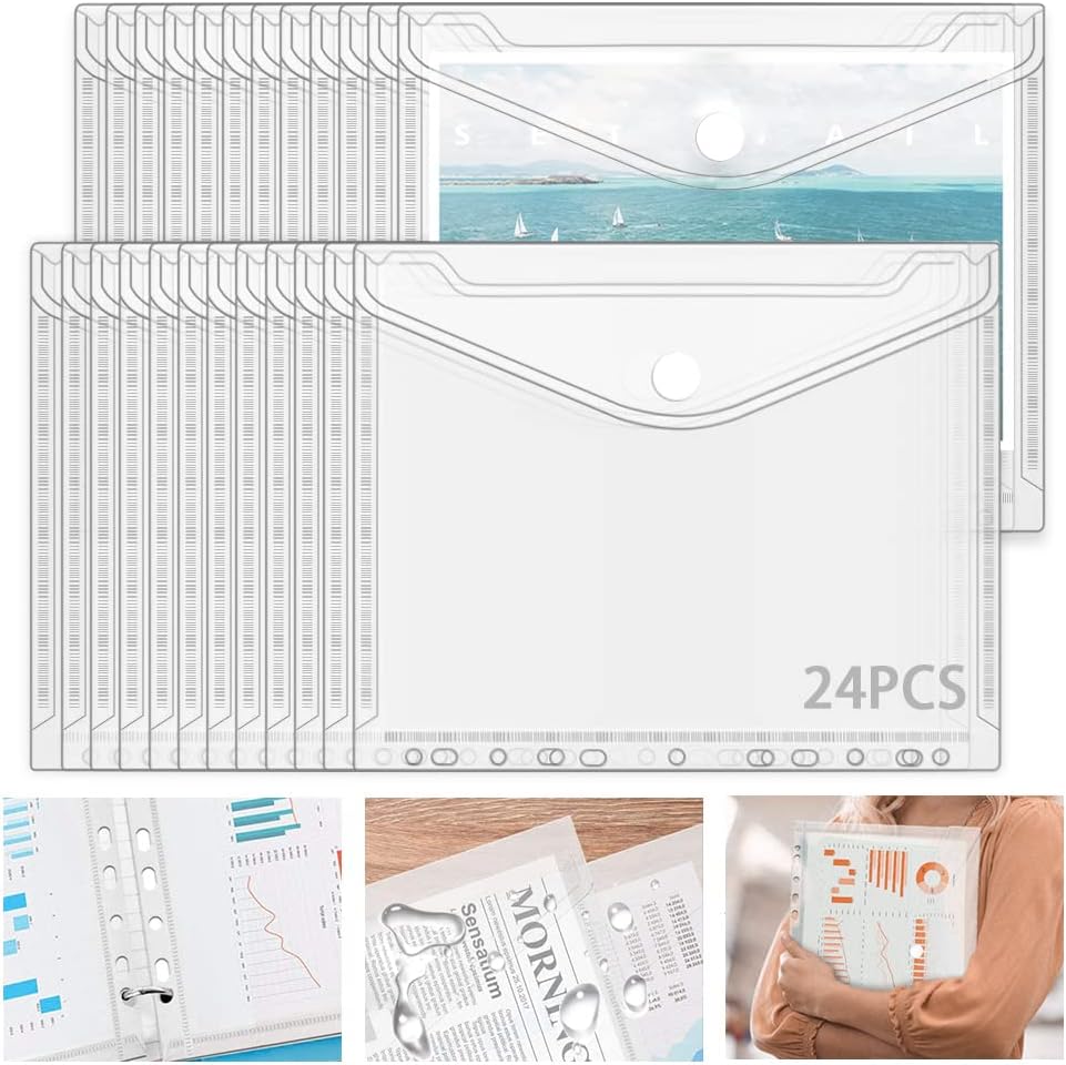 Buste Trasparenti A4 Con Bottone - 50 Pezzi Per Organizzare Documenti - Foto 5