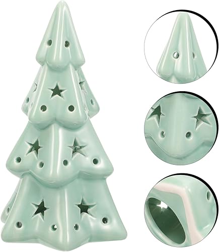Miniatura 8 de EXCEART Adornos de mesa de cerámica para árbol de Navidad, decoraciones navideñas, modelo de árbol de Navidad, decoración de escritorio para
