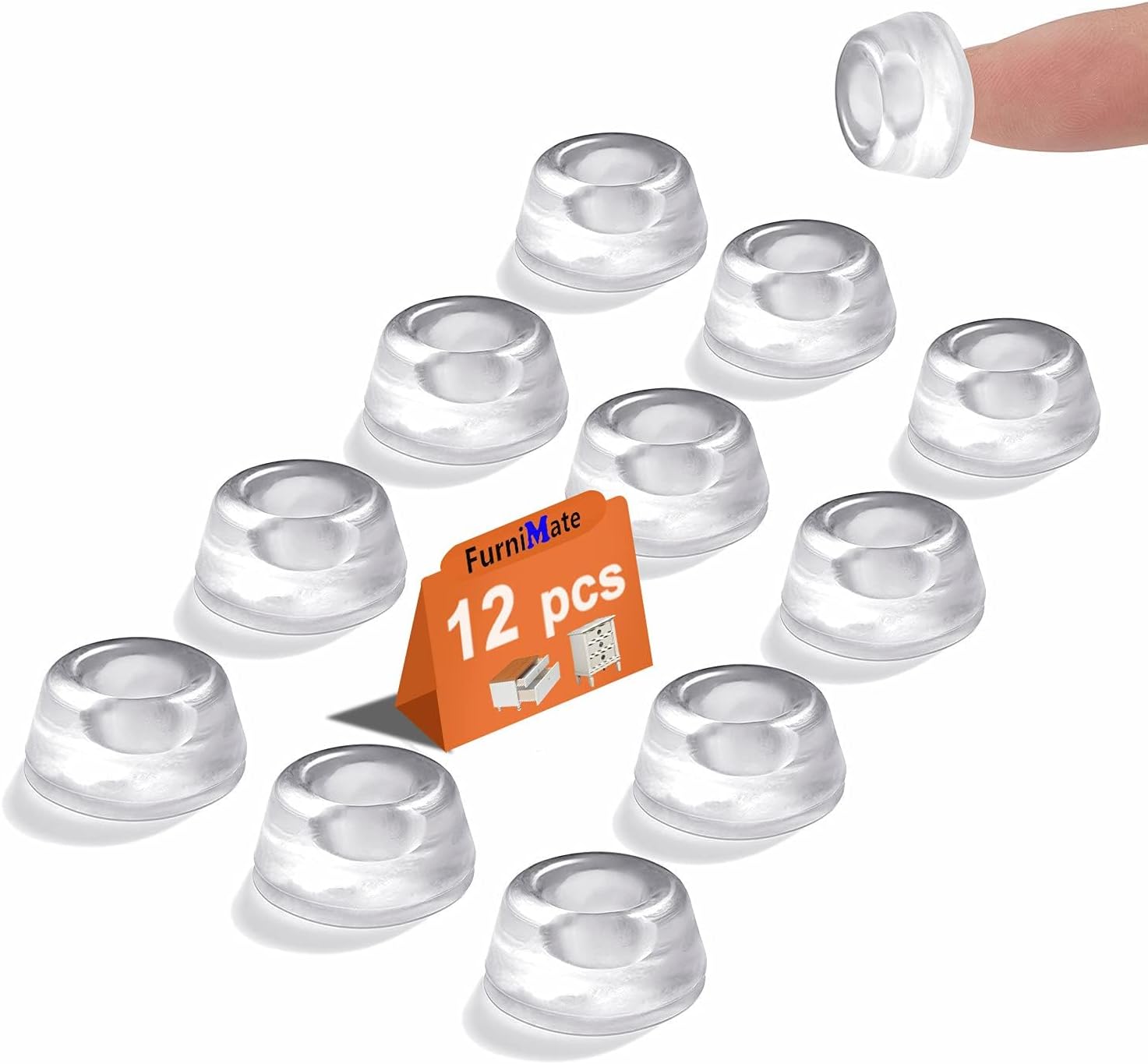 Rubber Feet 12PCS, Clear Rubber Bumpers Self Adhesive, Clear Rubber Bumper Pads for Electronics, Appliances 0.9"x0.4"