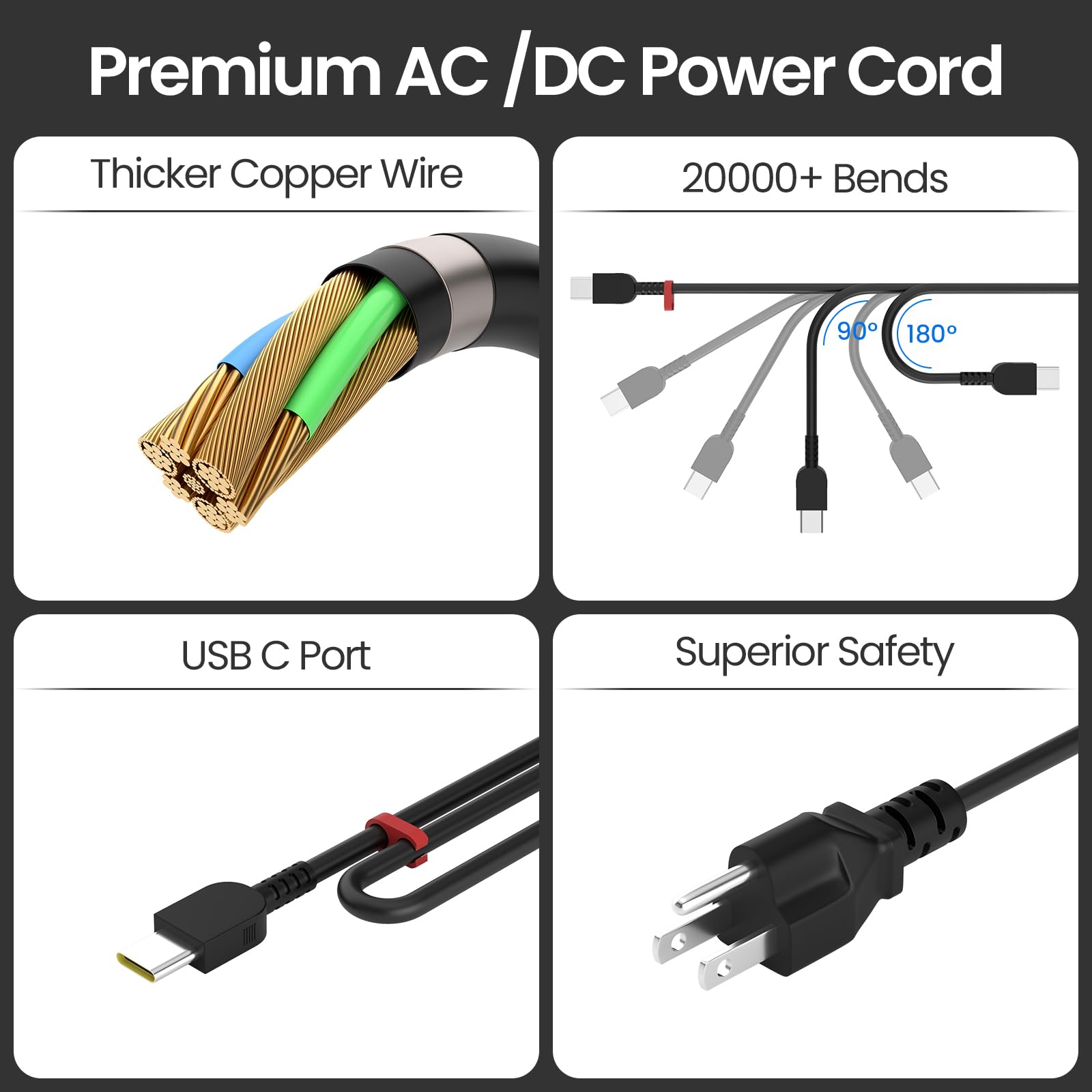 Caricabatterie USB C da 135 W compatibile con Lenovo ThinkPad Z16 P16s P15s P14s E16 E15 E14 T16 Yoga/Slim Pro 9 7 6 7i 9i Book 9 ThinkBook 16 14p 14 15 14s IdeaPad Slim/Pro 9 7 5 Legion 9