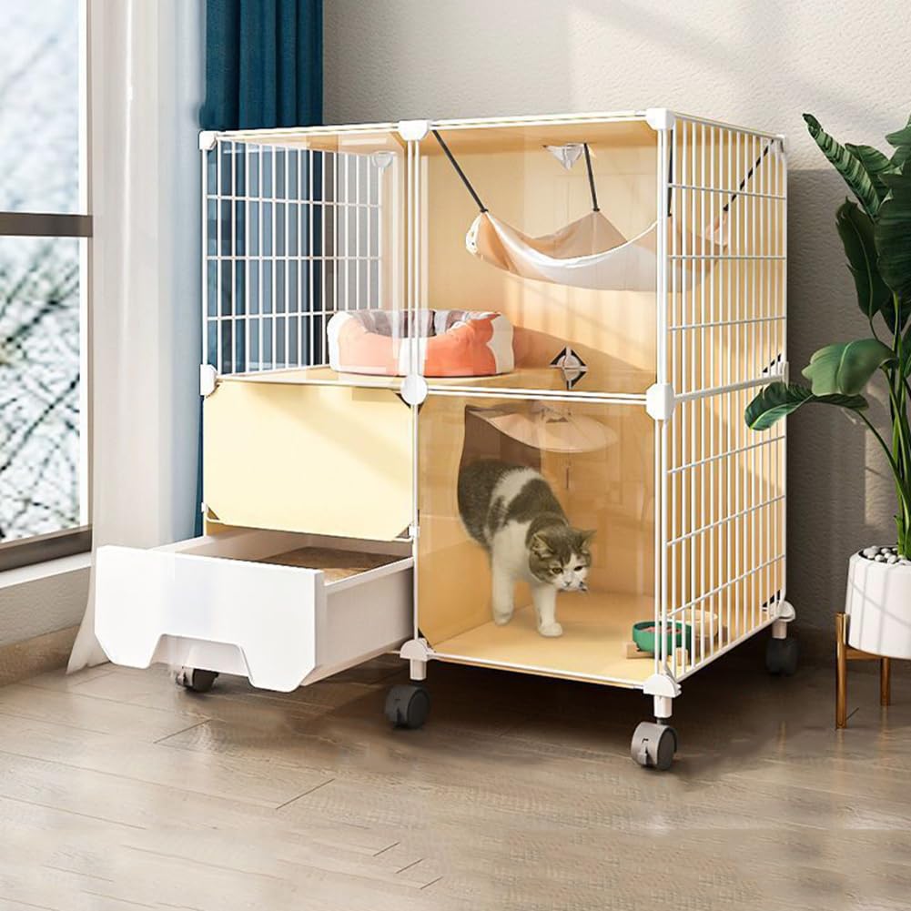 Amazon.co.jp: RNQZ 屋内猫ケージ トイレ付き 2段猫ケージ 屋内金属