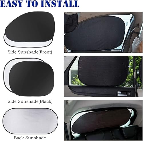 Miniatura 3 de Tianmei Juego de 5 protectores solares para ventana lateral de automóvil y protector para ventana trasera, universal plegable contra rayos UV (juego