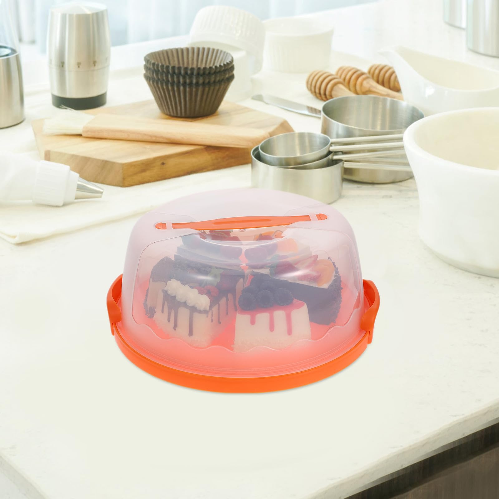 Ipetboom Contenitore per Torte con Coperchio, Plastica Pp, Arancia
