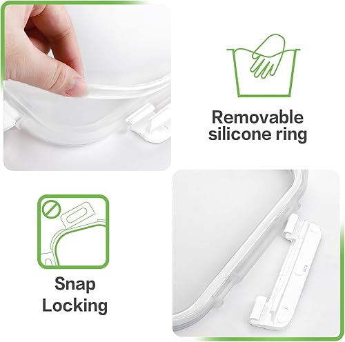 Miniatura 4 de HOMBERKING 24 recipientes de vidrio para almacenamiento de alimentos con tapas, recipientes de vidrio para preparación de comidas, cajas Bento