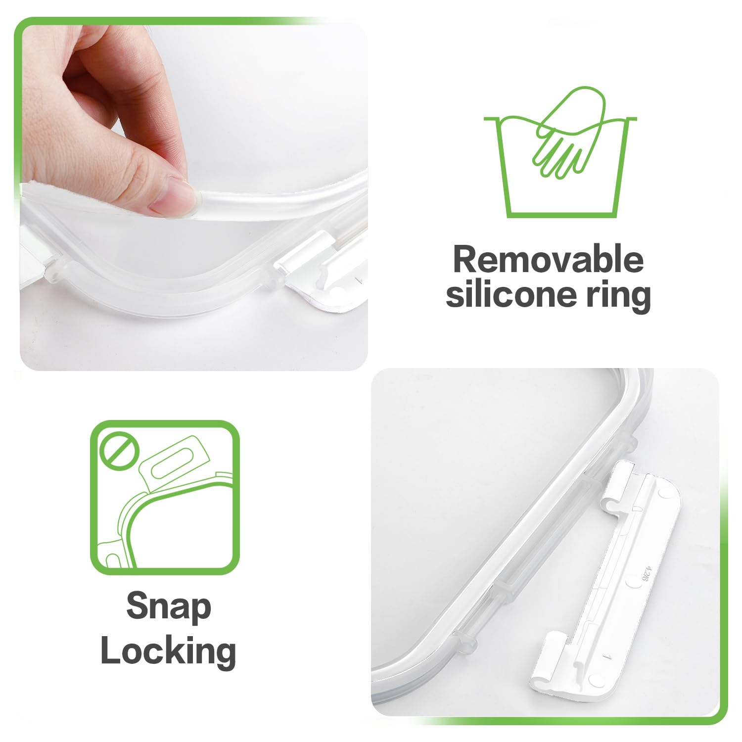 HOMBERKING Paquete de 2 recipientes grandes de vidrio para almacenamiento de alimentos, preparación de comidas, cajas bento herméticas con tapas de bloqueo a prueba de fugas, para microondas, horno,