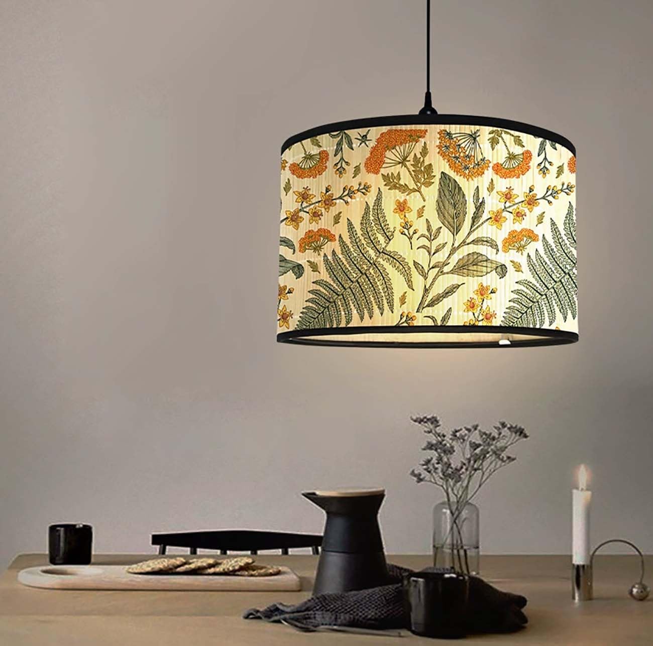 Abad-jour en bambou rétro, abat-jour en forme de tambour rond pour tables ou lustres, adapté aux lustres de plafond simples (Style 12)