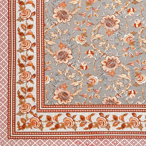 Image of RajasthaniKart Pure Cotton 240 TC Printed Double /King Bed Elastic Fitted Bedsheet with 2 Pillow Covers - All Around Elastic | 72 inchx78 inch|72 inchx72 inch|Fits Up to 8 inch Mattress|106