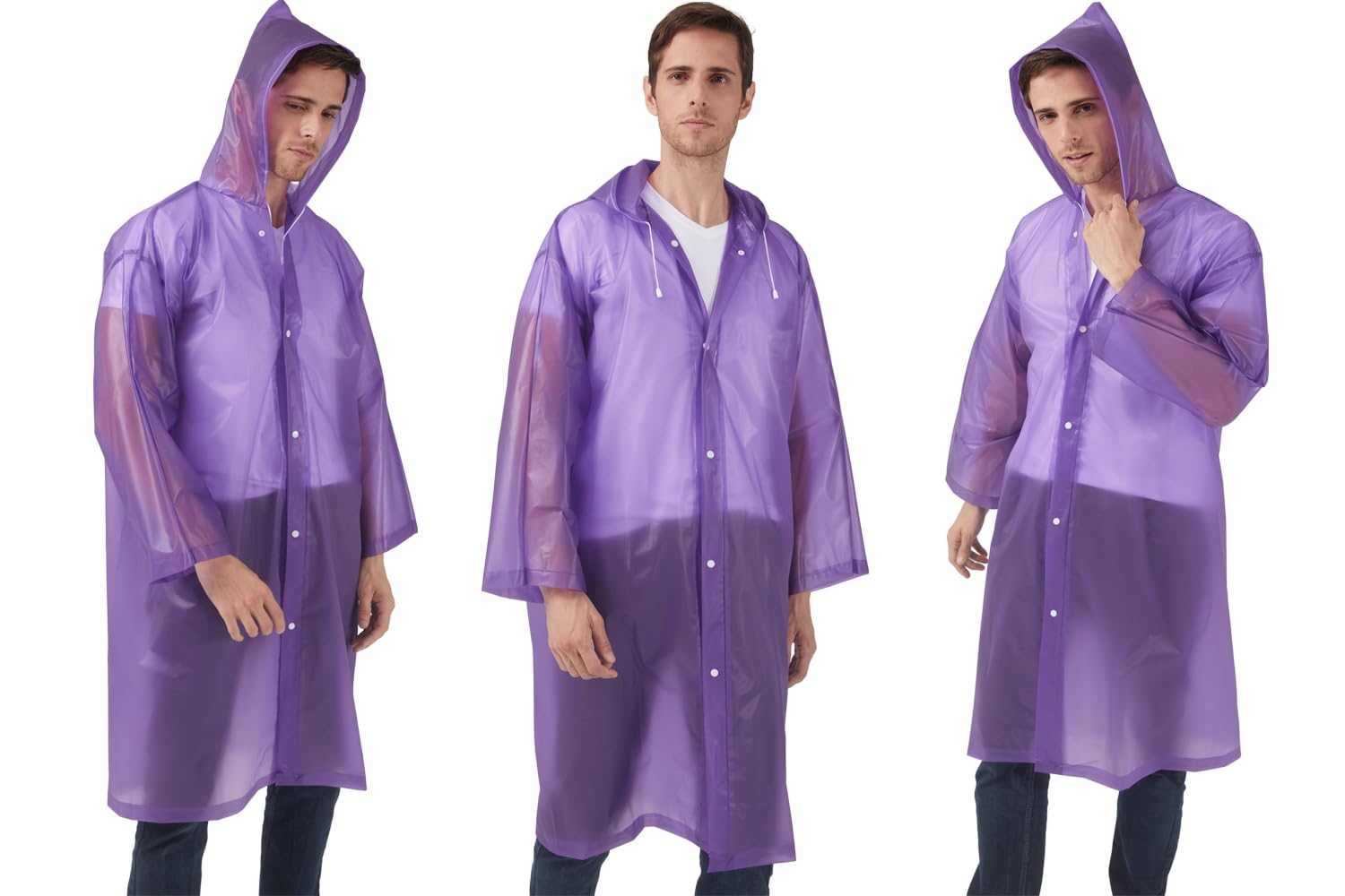 UPSEN Regenponcho Regenjacke Regenmantel für Herren Damen Wasserdicht, 2 Stück Wiederverwendbar Regencape Regenbekleidung für Wandern Camping Radfahren Reisen