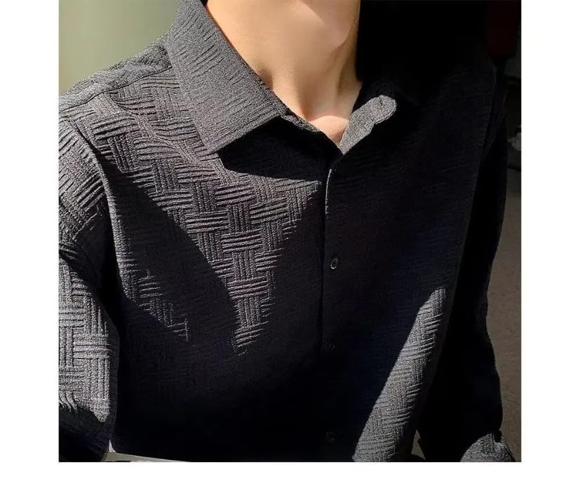 Image of DHRUVI TRENDZ Shirt for Men | Mens Casual Shirt | Men Stylish Shirt | Men Textured Shirt | Men's Regular Fit | Men Formal Shirt | Men's Solid Slim Fit