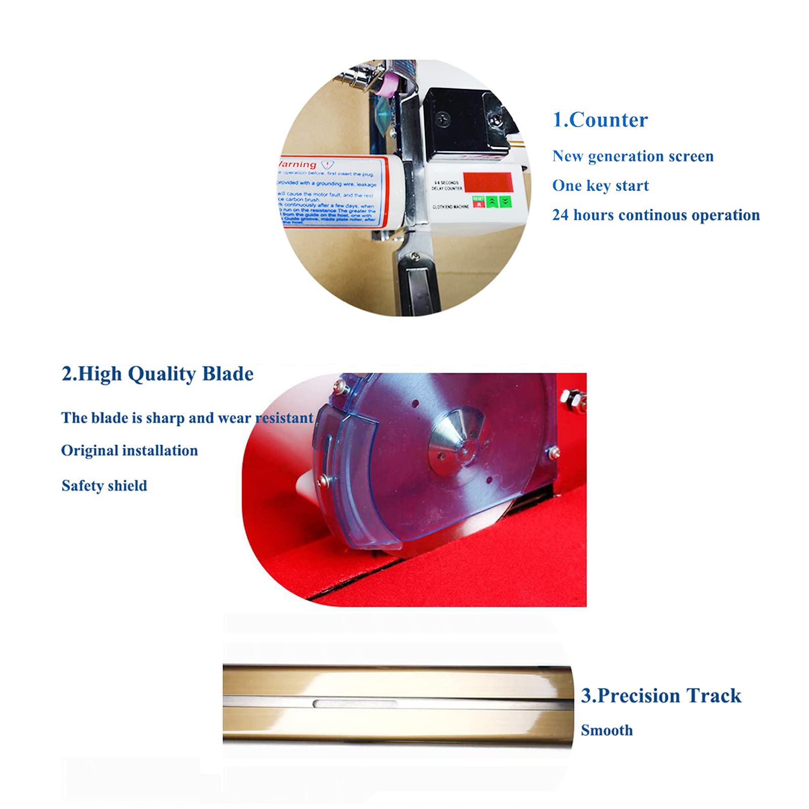 LGXEnzhuo 110V High Speed Fabric End Cutter Fabric Cutter with 74.8inch Rack and Digital Digital Counter Delay Function 200W