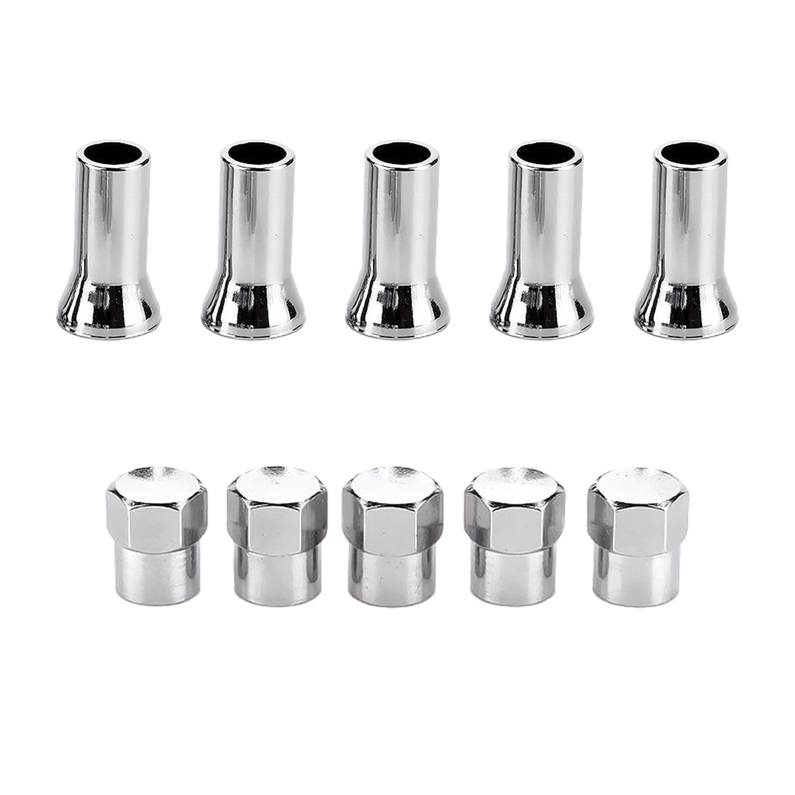 Generic 5 Sets Chrome Plated Valve Stem Cover, Stainless Wheel Valve Stem Sleeve and Cap Dress Up Kit, Leak Proof Car Tire Air Valve Caps, Auto Decor Accessories for Most Vehicles (TR414AC10)