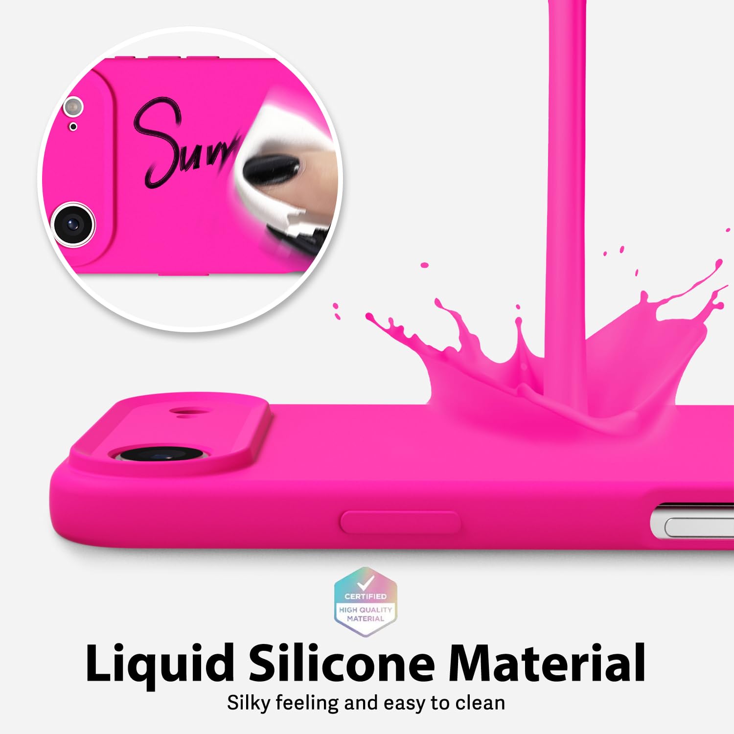 oakxco for iPhone 16 Pro Max Case Liquid Silicone, Soft Rubber Gel Elegant Aesthetic Basic Simple Cover, Cute Thin Slim TPU Matte Solid Color Plain Smooth Case for Women Girl, Light Pink — view 1147