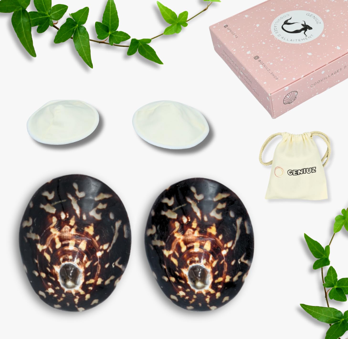 GENIUZ Coquillages Allaitement Coffret + Coussin + Ebook Offert (Large)