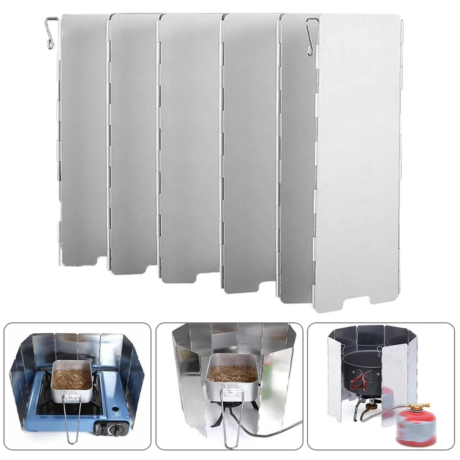 Pare-brise de poêle camping en aluminium | Argent plusieurs tailles : grillades de pique-nique de camping en plein air(10 Plates)