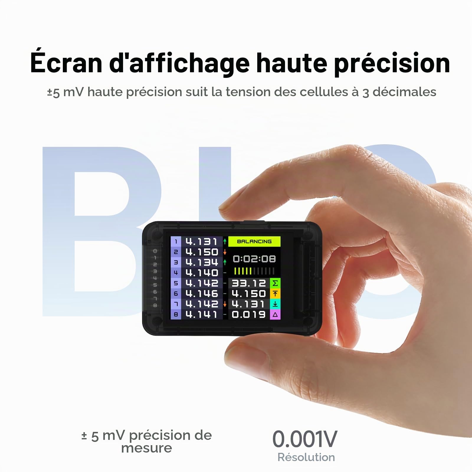 ISDT BL8 Testeur de batterie LiPo 2S-8S Smart Active Balancer XH2.54 Testeur de tension de cellules pour batteries RC avec application d'écran couleur de haute précision et télécommande