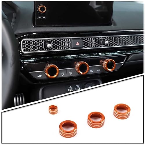 Miniatura 8 de HIRUFAIT Cubiertas de perilla de volumen de aire acondicionado de consola central para Honda Civic 2022Honda CRV 2023, 4 piezas de aleación de
