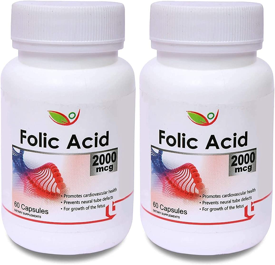 Biotrex Nutraceuticals Folic Acid 2000mcg - 60 Capsules (Pack of 2)