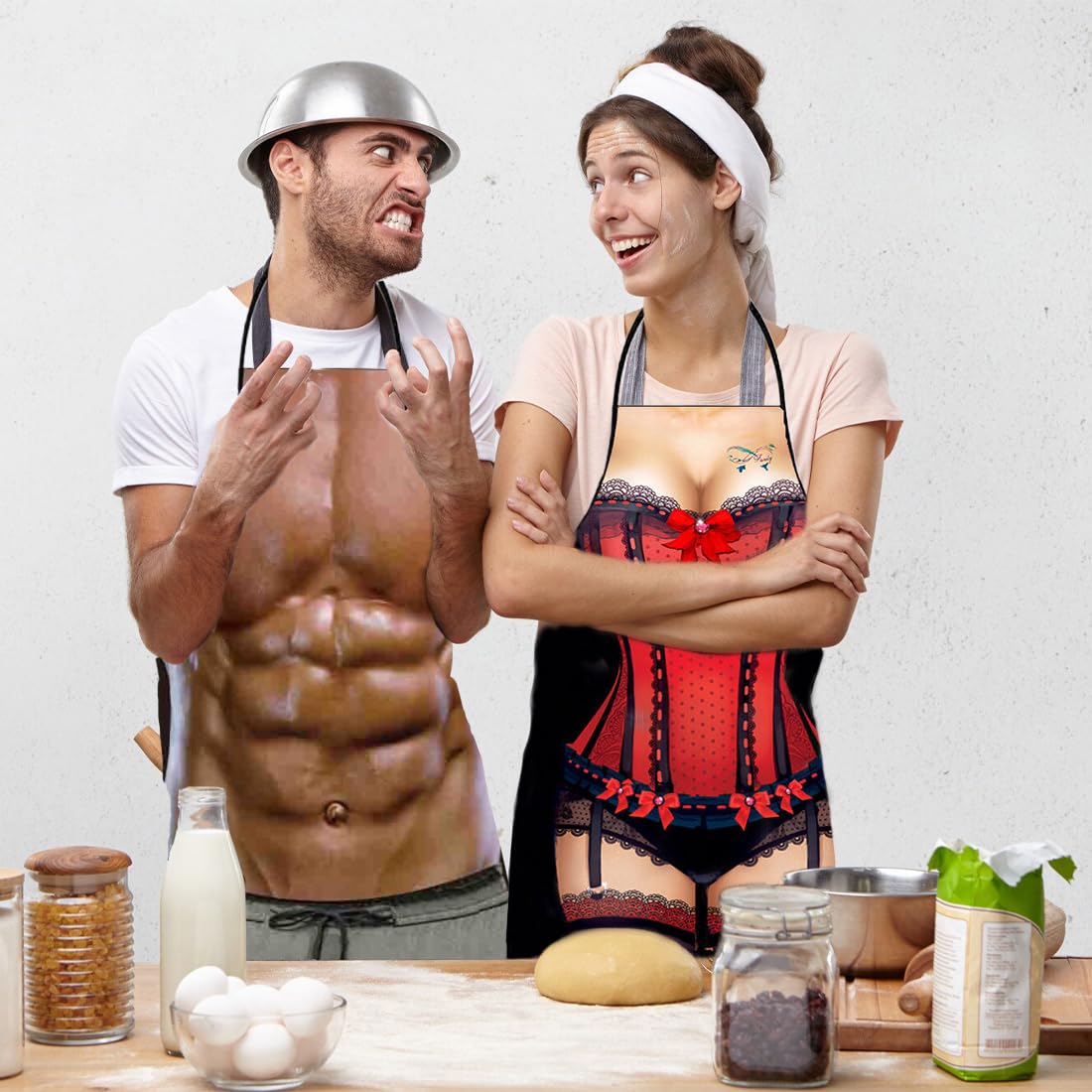 2 Grembiuli Da Cucina Sexy E Divertenti Per Coppie - Impermeabili, Con Motivi Originali