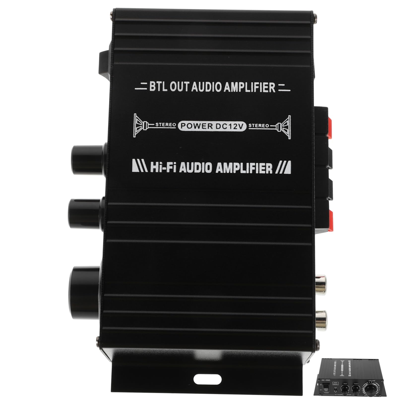 SOLUSTRE Compact Home Audio Amplifier Mini Bass Amp Stereo 12v Power Amplifier for Speakers