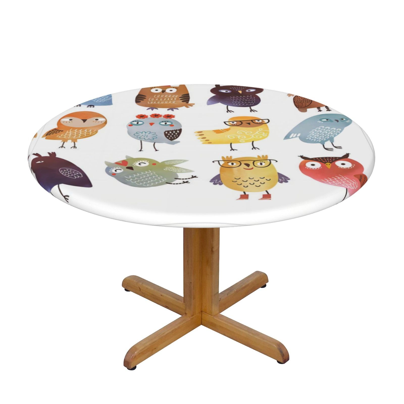 ZQYTGFDC Owls Birds M Decorative Round Tablecloth Waterproof Anti Stain Oil Proof Size for 40 50 inch