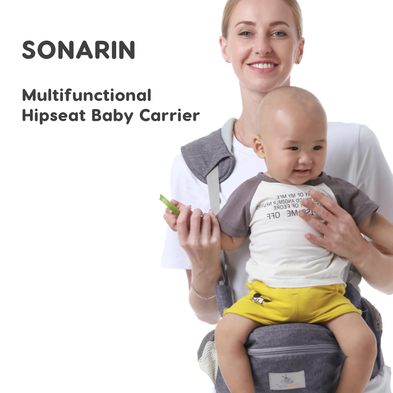 SONARIN Heupzitje Babydrager, Ergonomische Heupkruk Zitting Puur Katoen Heupdrager Met Veiligheidsgordelbescherming En Enkele Schouderriem Meerdere Posities Voor Baby Peuter Kind Groen 629415736