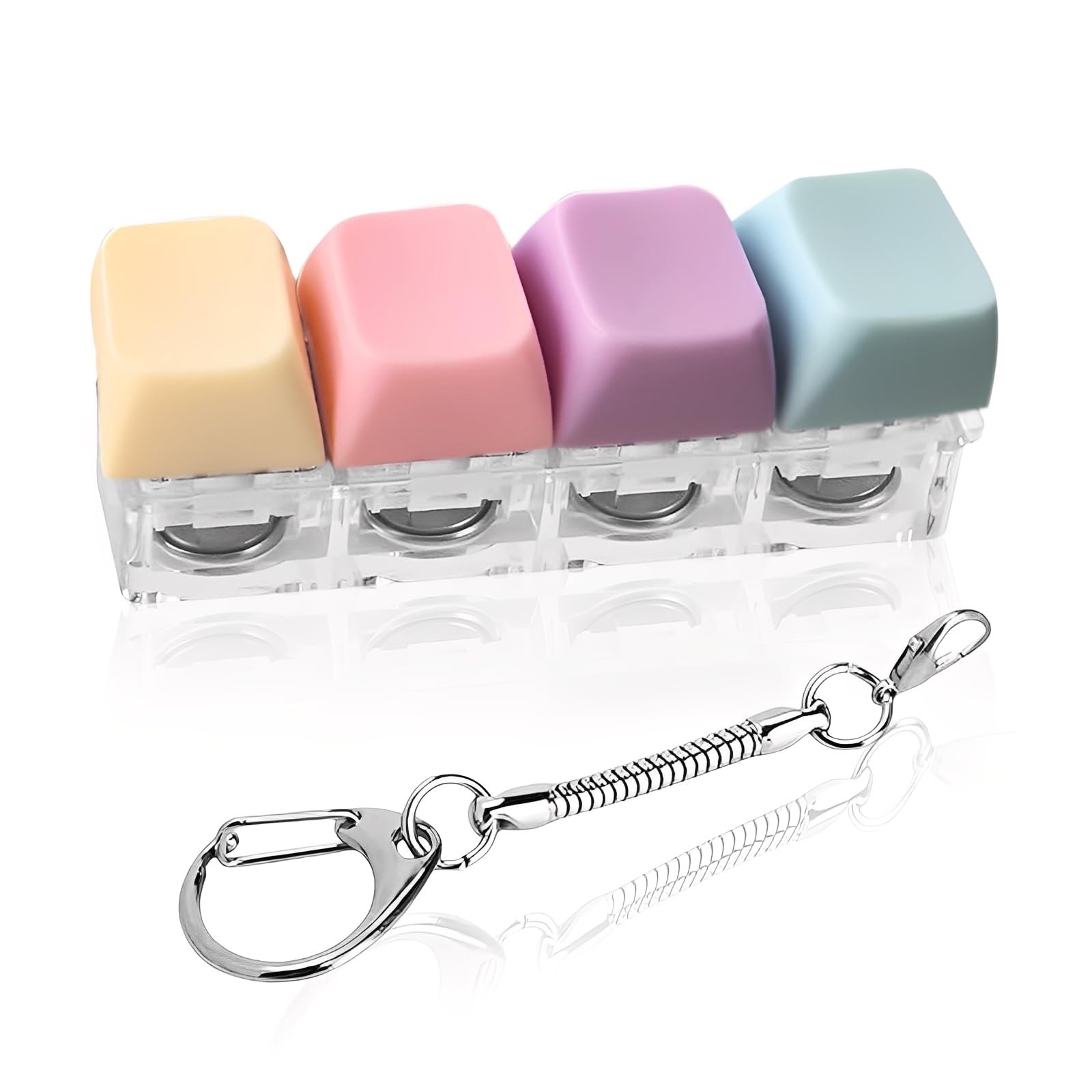 Keyboard Fidget Toy, Portable Keyboard Clicker Keyring, Fun Fidget Clicker Keychain