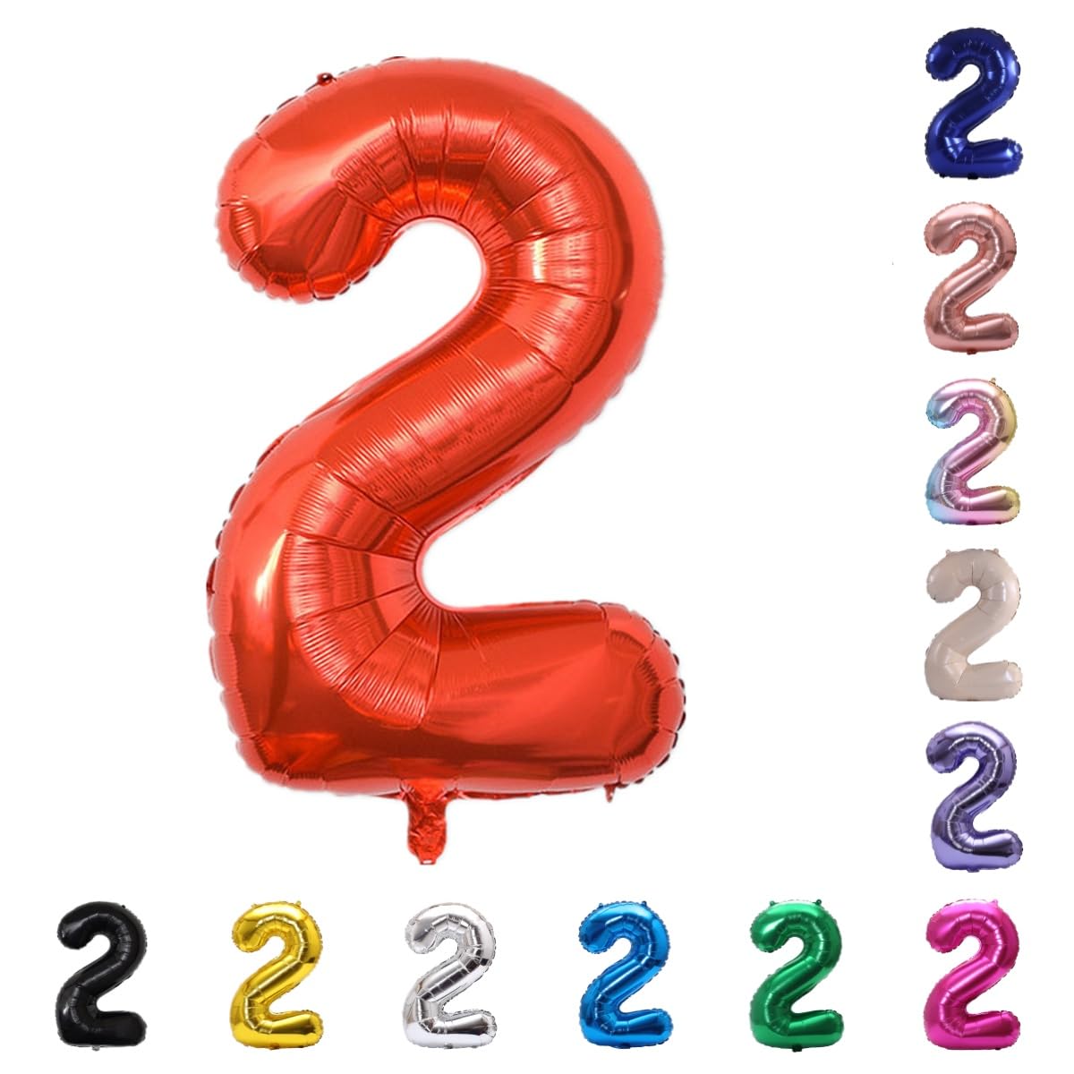 YPSelected 32 Inch Large Foil Helium Number Balloon Birthday Wedding Party 0-9 (Red, 2)