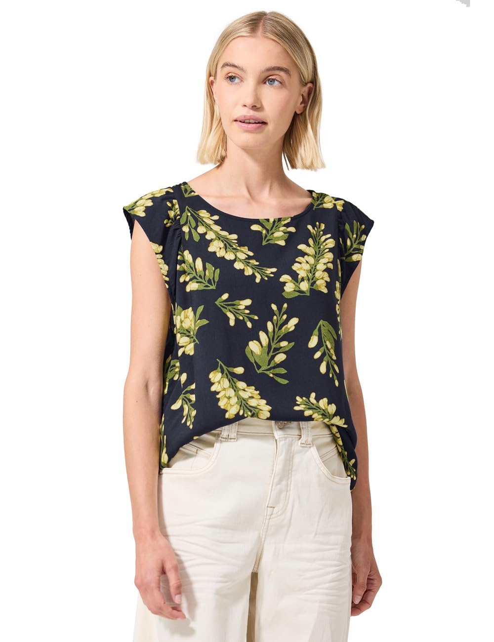 Street One Studio Dropped Shoulder Blouse Shirt with Crew Neck Maritime Blue 34