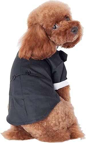 Miniatura 3 de GabeFish Chaquetas de boda para mascotas, traje para perros con pajarita, cachorro, gato, ropa formal camisa esmoquin (negro, S (pecho 12.9