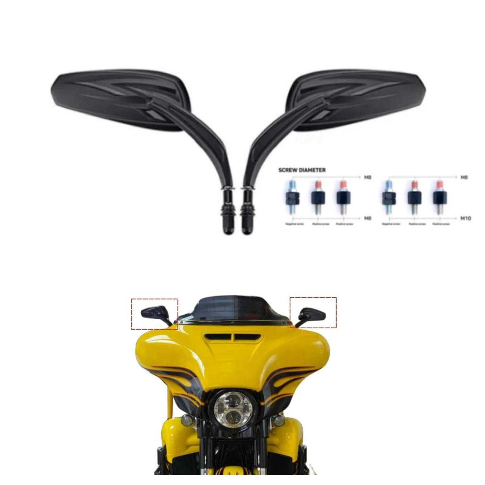 Sicurezza del veicolo 2 Pezzi Specchietti Retrovisori Laterali Per Manubrio Moto Specchietti Retrovisori Per Suzuki Per Yamaha(Nero)