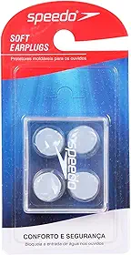 Protetor Auricular, Speedo, Soft Earplugs, Silicone Moldável Reutilizável com Estojo Protetor - Transparente