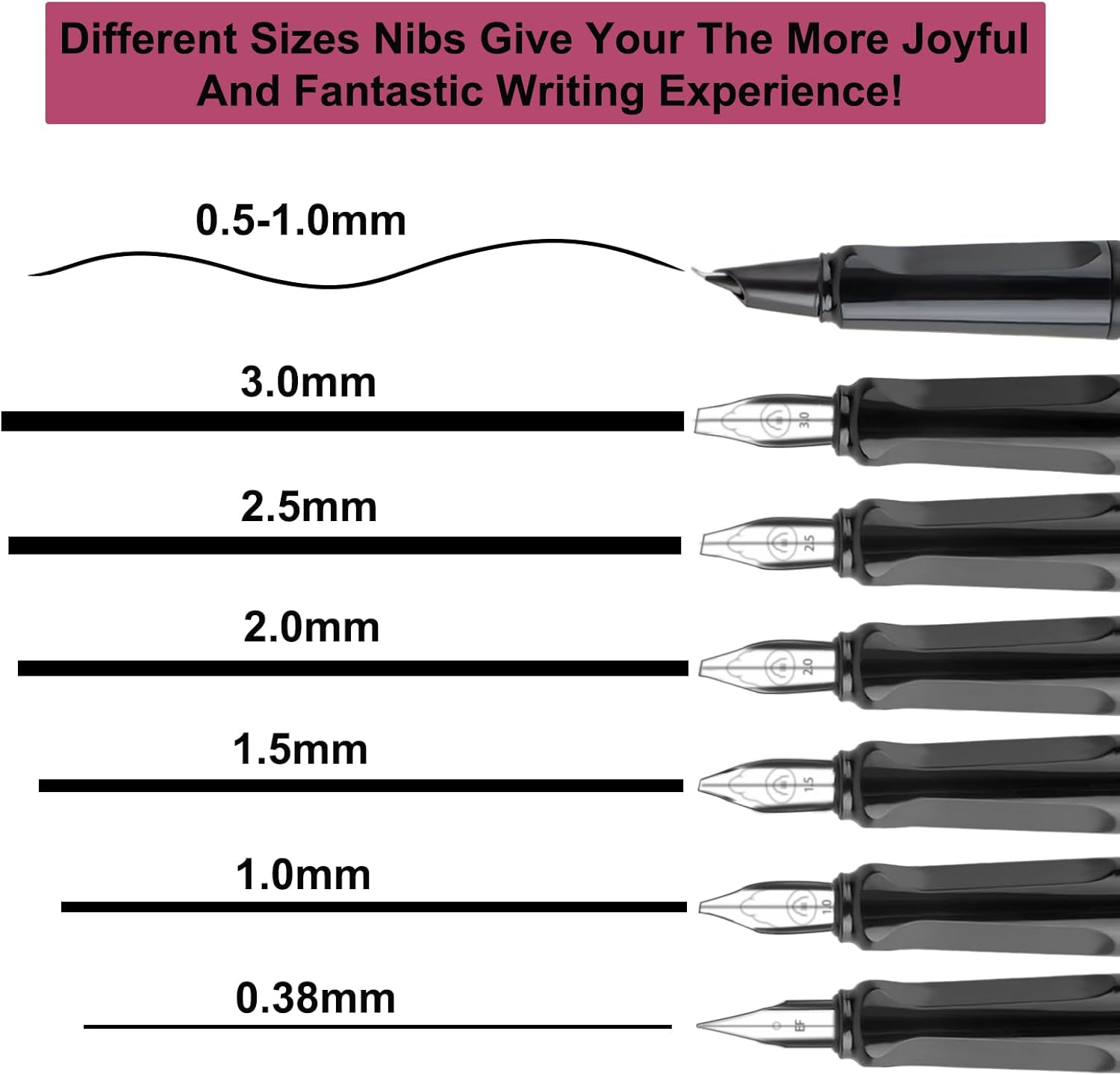 TIANREN Calligraphy Pen set,Fountain Pens with 8 Different Replaceable Nibs with 60 Ink Cartridges(12 Colors),Calligraphy set for Beginner Writing Drawing.