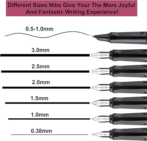Miniatura 3 de Juego de bolígrafos de caligrafía, plumas estilográficas con 8 puntas reemplazables diferentes con 60 cartuchos de tinta (12 colores), juego de